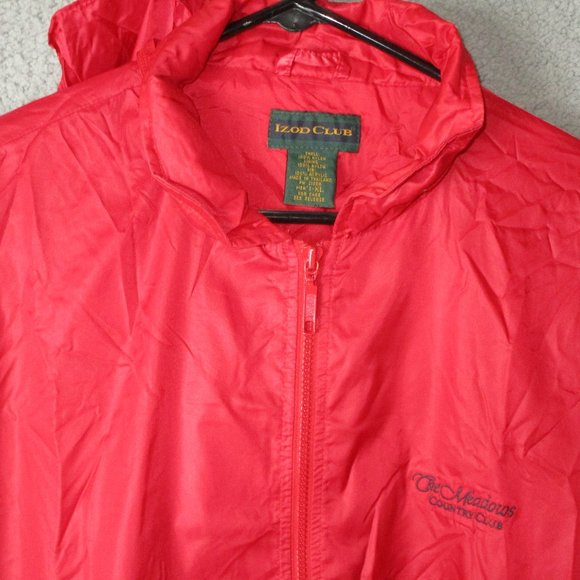 Izod Jackets & Coats Vintage Izod Club The Meadows Mens Golf Hoodie Wind Jacket Red Nylon Xl